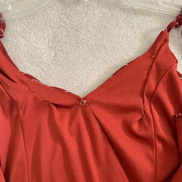 BURNT Umber color form fitting stripes dress, XS-S - Picture 15 of 15